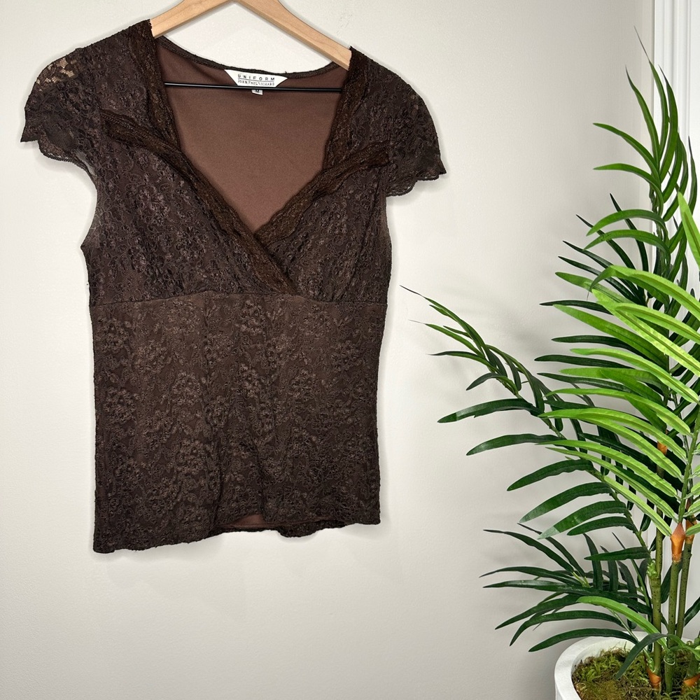 Vintage JohnPaulRichard Brown Lace Blouse